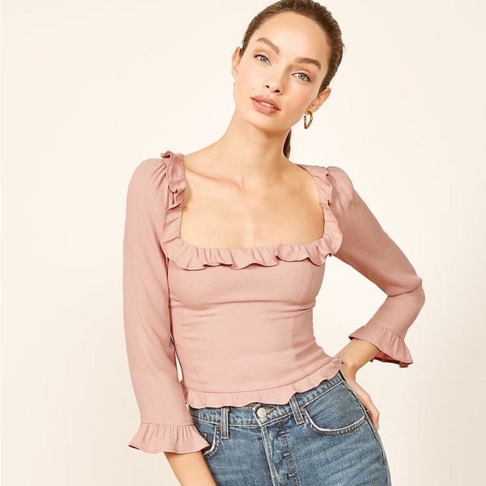 Reformation Barb Ruffle Top
